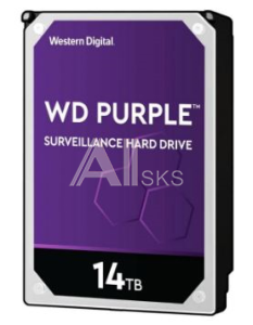 Жесткий диск WD Western Digital HDD SATA-III 14Tb Purple WD140PURZ, 7200 rpm, 512MB buffer с поддержкой аналитики данных (AI), 1 year