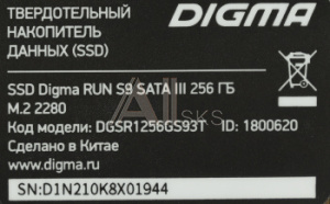 1800620 Накопитель SSD Digma SATA III 256Gb DGSR1256GS93T Run S9 M.2 2280