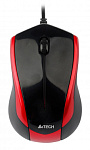 603730 Мышь A4Tech V-Track Padless N-400 черный/красный оптическая (1000dpi) USB (3but)