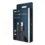 11040044 Rexant (18-7058) Кабель USB-A – Lightning для Apple, 2,4А, 1м, в черной нейлоновой оплетке, со световой индикацией