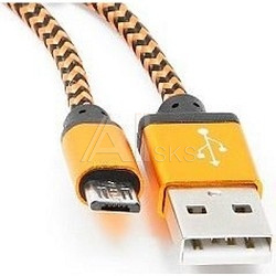 1427693 Gembird Кабель USB 2.0 Cablexpert CC-mUSB2oe1m, AM/microBM 5P, 1м, нейлоновая оплетка, алюминиевые разъемы, оранжевый, пакет