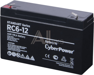 1000527451 Аккумуляторная батарея SS CyberPower RC 6-12 / 6 В 12 Ач Battery CyberPower Standart series RС 6-12, voltage 6V, capacity (discharge 20 h) 12Ah, max.