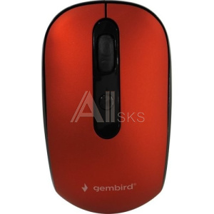 1769513 Gembird MUSW-355-R {Мышь беспроводная, красный,бесш.клик, soft touch, 3кн.+колесо-кнопка, 1600DPI, 2,4ГГц}