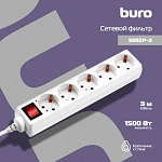 1428148 Сетевой фильтр Buro 500ZP-3 3м (5 розеток) белый (коробка)
