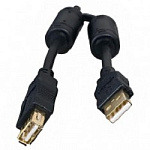1347419 5bites UC5011-050A Проф. Кабель USB2.0, AM/AF, зол.разъемы, ферр.кольца, 5м., черный