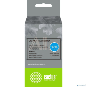 Картридж ленточный Cactus CS-M21-500595RD белый на красном 12.7x6.4 для Brady BMP21-PLUS, BMP21-LAB