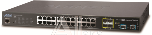 1000467304 Коммутатор PLANET Technology Corporation PLANET L2+/L4 20-Port 10/100/1000T + 4-port Gigabit TP/SFP combo + 4-Port 10G SFP+ Managed Switch, with Hardware Layer3 IPv46/IPv6 Static