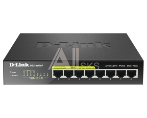 D-Link DGS-1008P/D1A, L2 Unmanaged Switch with 8 10/100/1000Base-T ports (4 PoE ports 802.3af/802.3at (30 W), PoE Budget 68). 8K Mac address, Auto-sen