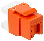LAN-OK45U5E/180P-OR Модуль Keystone, RJ45, кат.5E, UTP, 180 градусов, со встроенной шторкой, оранжевый
