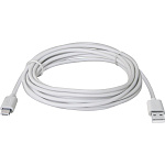1456140 Defender USB кабель USB08-10BH USB2.0 белый, AM-MicroBM, 3м (87468)
