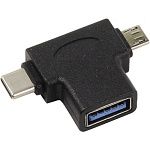 1663407 ORIENT UC-302 Переходник USB 3.0 OTG, Af UC-302 -> Type-Cm (24pin) + micro-Bm (5pin), черный