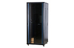 136851 [W32U100R] Рэковая стойка Wize Pro [W32U100R] 19, 32U, 600х1000 мм, стеклянная передняя дверь, задняя дверь - металл, вент. панель 2 вентилятора, коле
