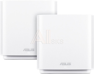 ASUS CT8 (W-2-PK) // роутер, из 2 точек доступа, 802.11b/g/n/ac/ax, до 400 + 1733Мбит/c, 2,4 + 5 гГц, белый ; 90IG04T0-MO3R80