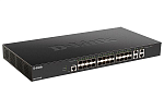 D-Link DXS-1210-28S/A1A, L2+ Smart Switch with 24 10GBase-X SFP+ ports and 4 10GBase-T ports.32K MAC address, 560Gbps switching capacity, 802.3x Flow