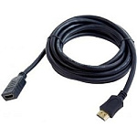 1436826 Удлинитель кабеля HDMI Cablexpert CC-HDMI4X-6, 1.8м, v2.0, 19M/19F, черный, позол.разъемы, экран, пакет