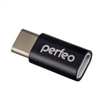 1859053 Perfeo adapter micro USB на Type-C c OTG (PF-VI-O005 Black) чёрный [PF_A4268]