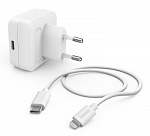 1382466 Сетевое зар./устр. Hama H-183316 3A PD для Apple кабель Apple Lightning/Type-C белый (00183316)