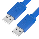 1000726392 GCR Кабель PROF 1.5m USB 2.0, AM/AM, плоский, синий, морозостойкий, GCR-UM4MF-BD-1.5m