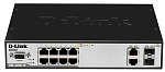 D-Link DES-3200-10/E, PROJ L2 Managed Switch with 8 10/100Base-TX ports and 1 100/1000Base-X SFP port and 1 100/1000Base-T/SFP combo-ports.16K Mac add