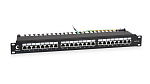Cabeus PL-24-Cat.5e-SH-Dual IDC Патч-панель 19"(1U), 24 порта RJ-45 полностью экранированная, категория 5e, Dual IDC