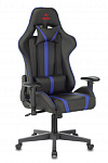 1374167 Кресло игровое Zombie A4 черный/синий эко.кожа с подголов. крестов. пластик