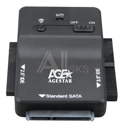 1252001 AgeStar 3FBCP1, Переходник 2.5"SSD+ 2.5"/3.5"IDE+ 2.5"/3.5"SATA->USB3.0 пластик, черный, BackUp, блок питания