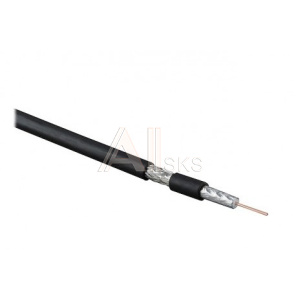 1734138 Hyperline COAX-RG6-100 кабель коаксиальный RG-6, 75 Ом (ТВ, SAT, CATV), жила - 18 AWG (1.02 mm, омедненная сталь), общий диаметр 6.9мм, PVC, черный (б