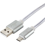 1879758 Кабель USB 2.0 Cablexpert CC-U-mUSB01S-3M, AM/microB, серия Ultra, длина 3м, серебристый, блистер