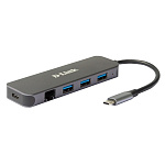 1861476 D-Link DUB-2334/A1A Док-станция с разъемом USB Type-C, 3 портами USB 3.0, 1 портом USB Type-C/PD 3.0 и 1 портом Gigabit Ethernet