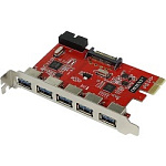 1447704 Контроллер ORIENT VA-3U5219PE OEM PCI-Ex, USB 3.0 (USB 3.1 Gen1) 5ext/2int (19-pin) port, VIA VL805+VL813 chipset, разъем доп.питания, oem