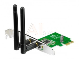 658391 Сетевой адаптер Wi-Fi Asus PCE-N15 N300 PCI Express (ант.внеш.съем) 2ант.