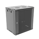 Настенный шкаф Wize Pro [W12U40QSR] 19", 12U, быстрая сборка без инструментов, 600х400 мм, стеклянная передняя дверь, задняя стенка металлическая, нео