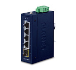 1000670222 коммутатор/ PLANET IGS-510TF IP30 Compact size 4-Port 10/100/1000T + 1-Port 100/1000X SFP Gigabit Ethernet Switch (-40~75 degrees C, dual 9~48V DC