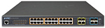 1000467352 коммутатор/ PLANET L2+/L4 24-Port 10/100/1000T 75W Ultra PoE with 4 shared SFP + 4-Port 10G SFP+ Managed Switch, with Hardware Layer3 IPv4/IPv6