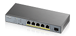 GS1350-6HP-EU0101F Коммутатор Zyxel Networks Smart L2 PoE+ для IP-видеокамер Zyxel NebulaFlex Pro GS1350-6HP, 4xGE PoE+, 1xGE PoE++ (802.3bt), 1xSFP, бюджет PoE 60 Вт, питание до 250м,