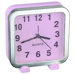 1863872 Perfeo Quartz часы-будильник "PF-TC-018", квадратные 13*13 см, красные/сакура