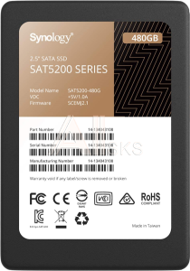 SAT5200-480G SSD Synology SAT5200 Series SATA 2,5" 480Gb, R530/W500Mb/s, IOPS 95K/55K, MTBF 1,5M