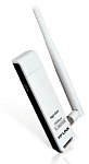 TP-Link TL-WN722N, N150 Wi-Fi USB-адаптер высокого усиления, до 150 Мбит/с на 2,4 ГГц, 1 внешняя антенна с высоким коэффициентом усиления, USB 2.0, кн