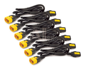 AP8706S-WW Power Cord Kit (6 ps), Locking, IEC 320 C13 to IEC 320 C14, 10A, 208/230V, 1,8m (repl. AP8706S)