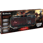 1486700 Defender Клавиатура Doom Keeper GK-100DL RU [45100] {Игровая клавиатура, 3-х цветная,19 Anti-Ghost}