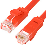 1000493718 Greenconnect Патч-корд PROF плоский прямой 0.2m, UTP медь кат.6, красный, позолоченные контакты, 30 AWG, GCR-LNC624-0.2m, ethernet high speed 10 Гбит