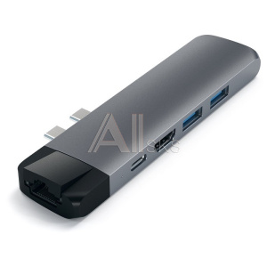1826816 Satechi [ST-TCPHEM] Адаптер USB Aluminum Pro Hub with Ethernet & 4K HDMI). Цвет серый космос