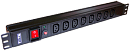 Блок розеток 19" 8 шт. C13, 10A 250V, без шнура питания