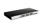 D-Link DGS-1210-28P/ME/B2A, L2 Managed Switch with 24 10/100/1000Base-T ports and 4 1000Base-X SFP ports (24 PoE ports 802.3af/802.3at (30 W), PoE Bu