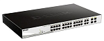 D-Link DGS-1210-28MP/F2A, PROJ L2 Smart Switch with 24 10/100/1000Base-T ports and 4 1000Base-T/SFP combo-ports (24 PoE ports 802.3af/802.3at (30 W),