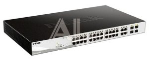 Коммутатор D-LINK DGS-1210-28MP/F2A, PROJ L2 Smart Switch with 24 10/100/1000Base-T ports and 4 1000Base-T/SFP combo-ports (24 PoE ports 802.3af/802.3at (30 W),