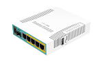 RB960PGS MikroTik hEX PoE with 800MHz CPU, 128MB RAM, 5x Gigabit LAN (four with PoE out), SFP, USB, RouterOS L4, plastic case and PSU