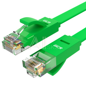 1000489961 Greenconnect Патч-корд PROF плоский прямой 1.5m, UTP медь кат.6, зеленый, позолоченные контакты, 30 AWG, ethernet high speed 10 Гбит/с, RJ45, T568B