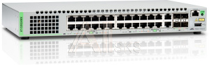 AT-GS924MX-50 Allied Telesis Gigabit Ethernet Managed switch with 24 ports 10/100/1000T Mbps, 2 SFP/Copper combo ports, 2 SFP/SFP+ uplink slots, single fixed AC pow