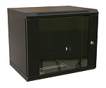 Шкаф коммутационный WRline (WR-TW-1245-GP-RAL9004) настенный 12U 600x450мм пер.дв.стекл 2 бок.пан. направл.под винты 60кг черный 350мм 650мм IP20 стал